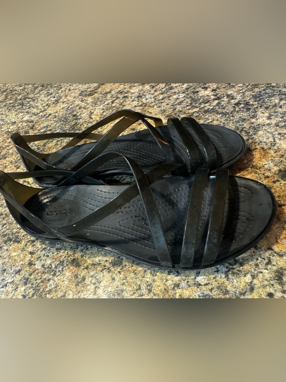 Crocs Isabella Women’s Size 8 Strappy Jelly Sandals Slip On Comfort Shoes Black